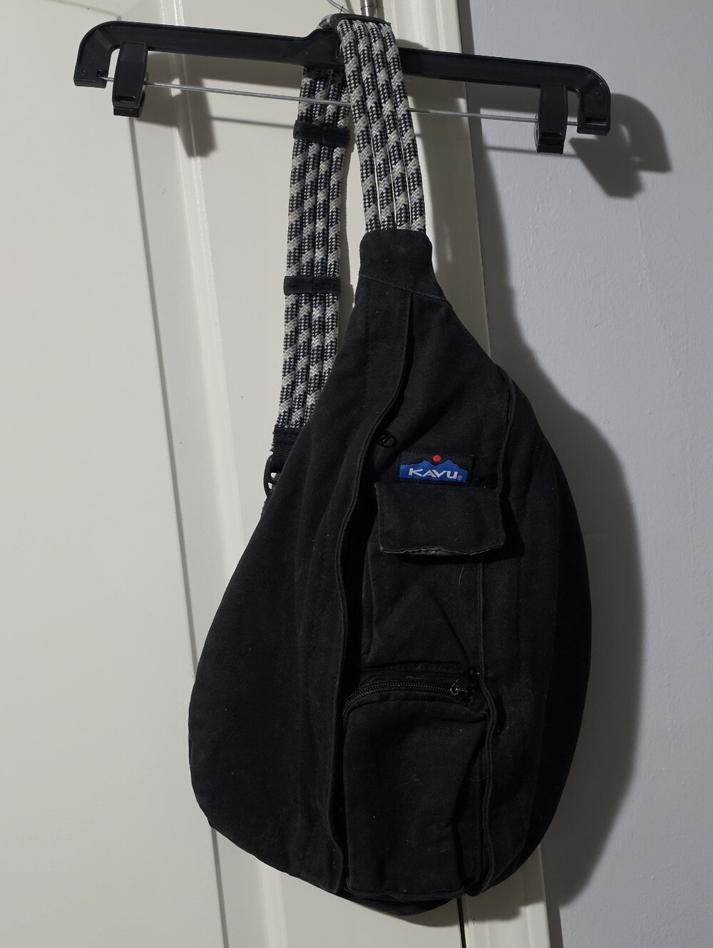 Kavu Black Sling Bag with Patterned Rope Strap